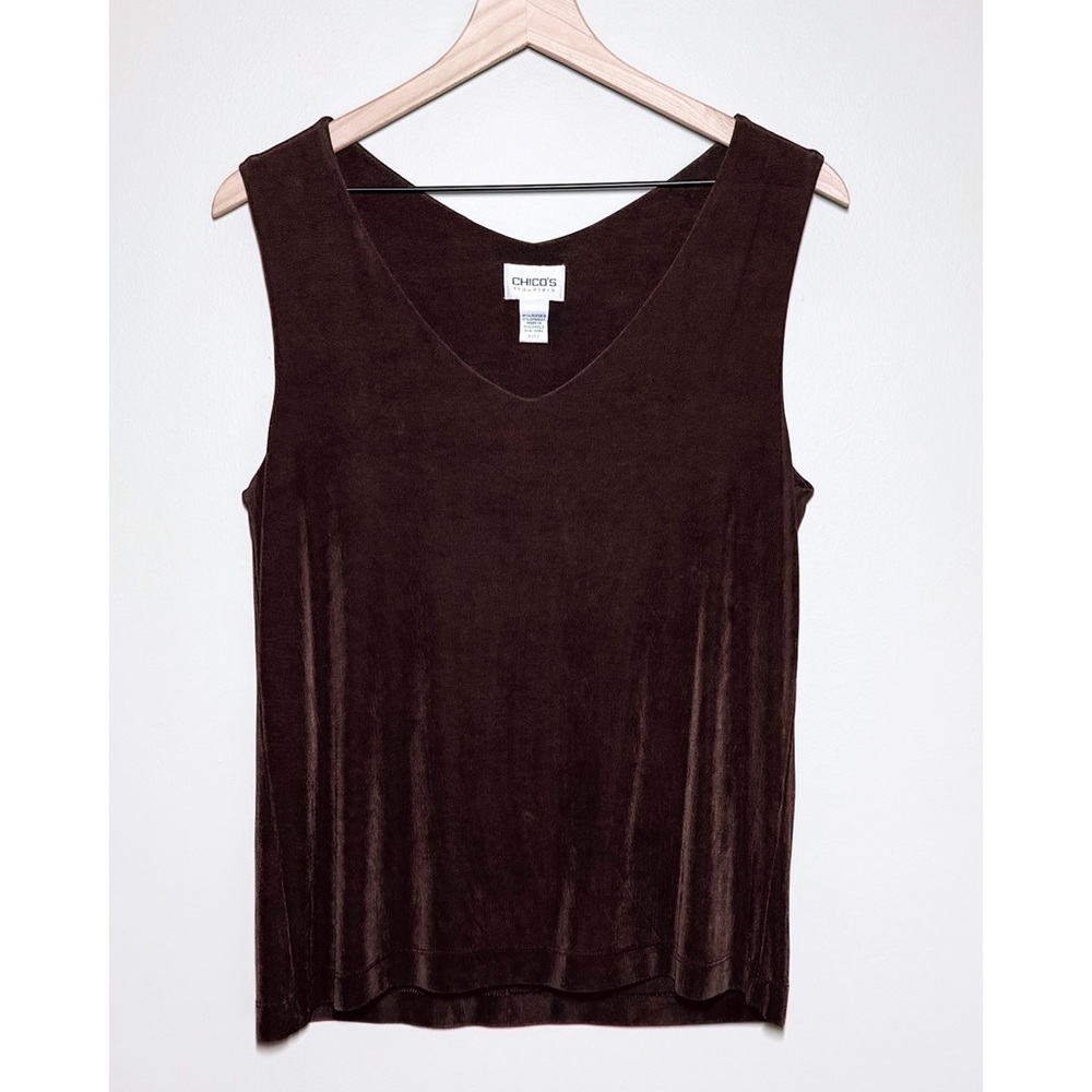 Chico’s Travelers Stretchy Sleeveless V-Neck Tank Top Blouse Size 3